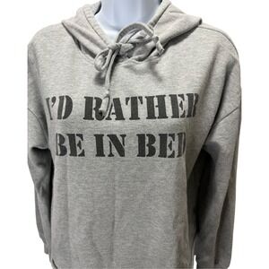 Rebellious One GraphicGray Crop Hoodie I'd Rather Be In Bed Graphic Sweatshirt M